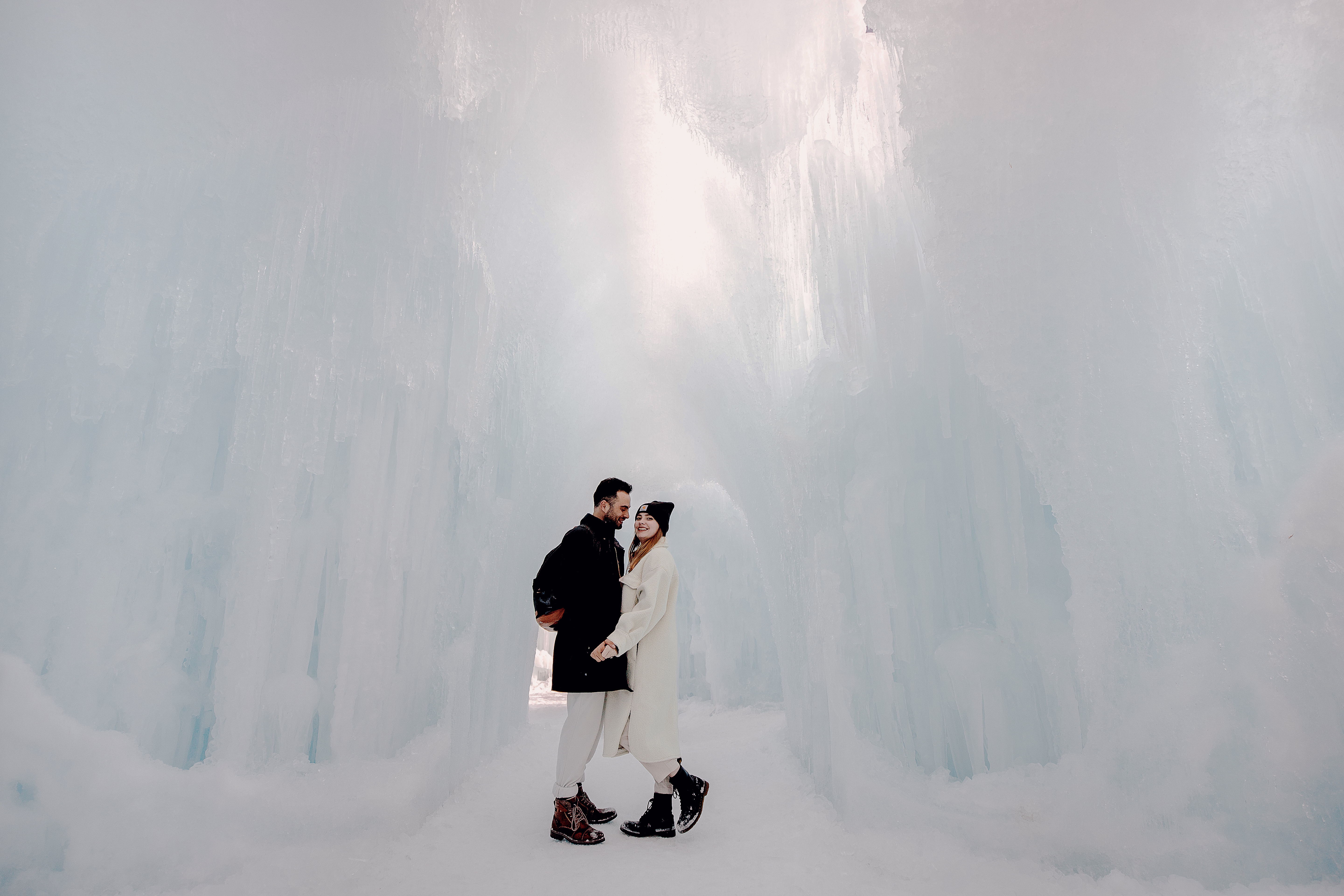 Utah Ice Castles in midway bree and stephen taking a pic