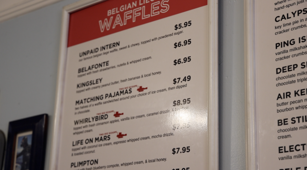 picture of the menu at waffle casteuaos st augustine